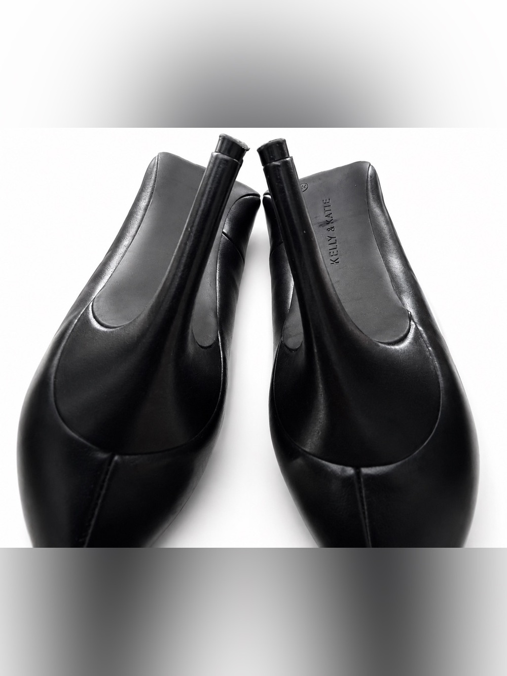 KELLY & KATIE KK-Misha Black Nappa PU Leather Pointed-Toe Stiletto Heels Pumps - Picture 10 of 14